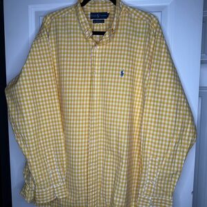 Ralph Lauren Yellow and White Checkered Men's Shirt